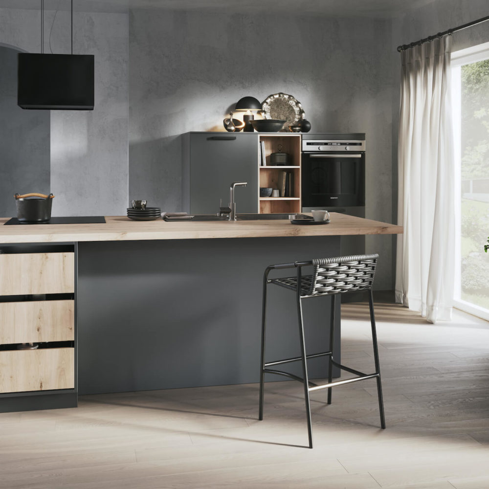 Haecker moderne Inselkueche Graphit