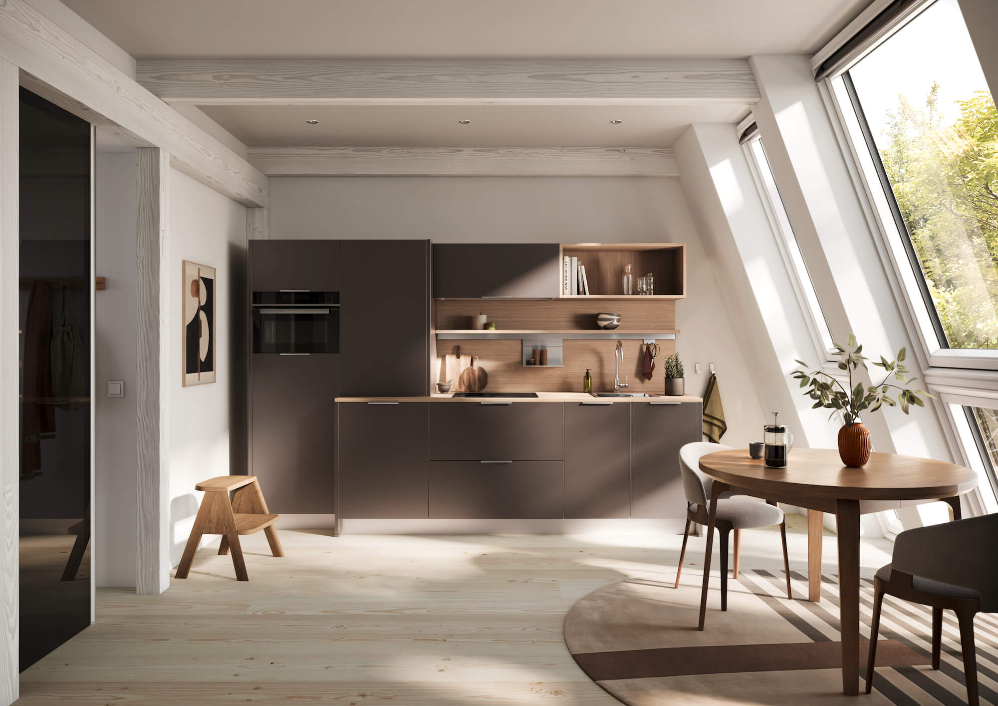Haecker moderne Kuechenzeile Braun