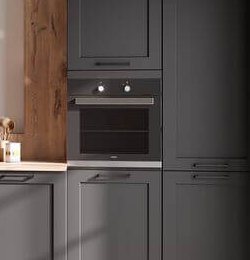 Häcker L-Küche Landhausstil anthrazit Backofen