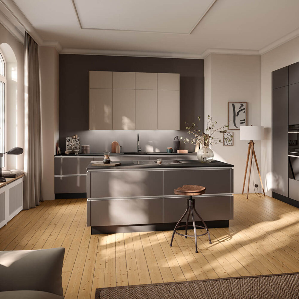 Haecker Inselkueche modern Steingrau